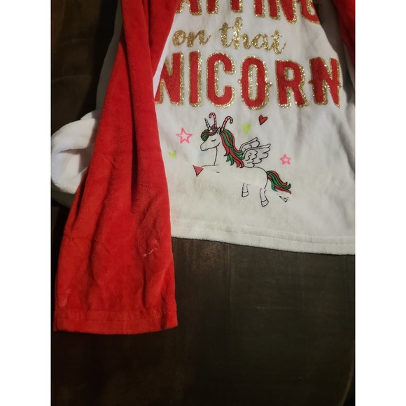 Justice Christmas unicorn santa im still waiting on that unicorn pajamas size 8 - Picture 3 of 4